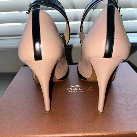 Coach Two-Tone Leather Pumps with Ankle Strap - Picture 3 of 7